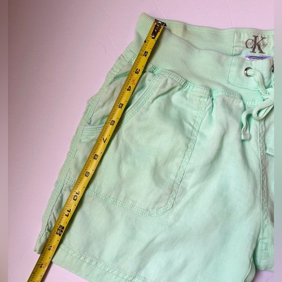 Calvin Klein Linen Shorts Womens Sz Small Mint Green Cargo Pockets relaxed fit - Picture 8 of 8